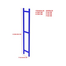 1 Adet Depo Rafı Hafif Rack Ayak Mavi-40x250 Cm-1.50 Mm Mavi