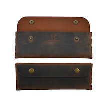 El Yapımı Kalemlik Hakiki Deri, Deri Küçük Kalem Kutusu İş, Ofis, Okul Aksesuar Tutucu, Klasik Ve Minimal El Yapımı Tasarım Vintage Kalemlik Taba Tek Renk