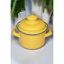 Nishev İtalyan Emaye Mini Derin Tencere 12 Cm 900 Ml Sarı Sarı