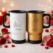 Bk Gift Kişiye Özel Sevgili Çift Tasarımlı 2li Kulplu Beyaz&gold Çelik Termos Mug 450 Ml -3, Sevgiliye Hediye, Sevgililer Günü Hediyesi Kobitmeyencom3