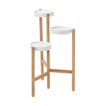 3 Katlı Çiçeklik Bambu-beyaz Renk 78 Cm Meridyendukkan İç Mekan- Balkon Dekorasyonu