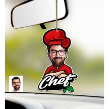 Kişiye Özel Bay Chef Karikatürlü Ahşap Araba Dikiz Ayna Süsü-10