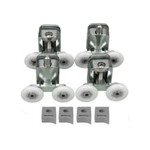 Metal Gövdeli Duşakabin Tekerlek Takımı 2 Alt 2 Üst Teker Rulmanı 24 Mm Açık Siyah