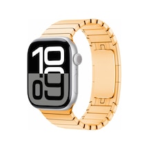 Ekılıf - Apple Uyumlu  Watch 44mm - Kordon Metal Kordon - Krd-35 - Rose Gold - T15659