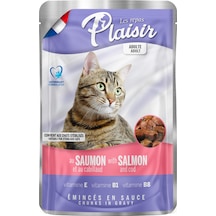 Plaisir Somonlu ve Morina Balıklı Pouch Yetişkin Kedi Yaş Maması 100 G