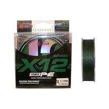 Captain X12 Power Pe 12 Örgü Spin İp Misina 150mt Dark Green Standart - 0.16 Mm