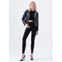 Simsiyah E.x.t.r.a Black Skinny Jeans Kot Solmaz Toparlayıcı Okul Pantolonu Siyah