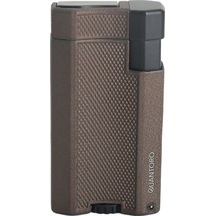 Quantoro Çift Torch Pürmüz Kahverengi Metal Puro Çakmağı - Trz1081