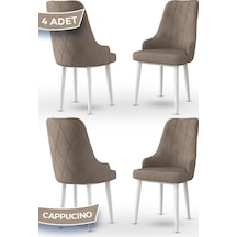 Canisa Trex Serisi 1.sınıf Babyface Kumaş Beyaz Metal Ayak 4 Adet Cappucino Sandalye Sandalye Cappucınou Ayakları Beyaz