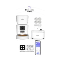 Xenon Smart Akıllı Otomatik Beyaz Mama Kabı Ultra Sessiz Su Şelalesi ve Yedek Filtre 3'lü Pet Seti