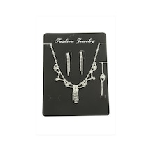 Kare Taşlı Set Kolye - Gümüş Rengi N701 Kare Taşlı Set Kolye - Gümüş Rengi N701
