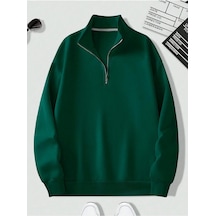 Altamira Unisex Dik Yaka Yarım Fermuarlı Oversize Sweatshirt 001