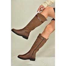 Fox Shoes V654002803 Kahverengi Hakiki Deri Düz Tabanlı Binici Çizmesi Kahverengi