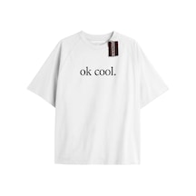 Tarzsokak Ok Cool. Unisex Oversize Yazılı Tshirt Beyaz