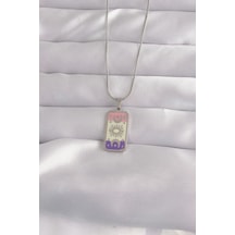 316l Çelik Gümüş Renk Karışık Mineli Ay Figür Tarot Kolye Çok Renkli