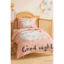 Yenidoğan Kız Bebek Nevresim Takımı %100 Pamuklu Good Night Çok Renkli