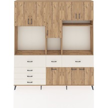 Arges Dolap 10 Raflı 6 Çekmeceli 8 Kapaklı 220x30x243 Çam-çam/aytaşı Atlas Çam/aytası