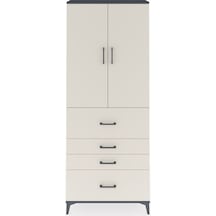 Arges Dolap 2 Raflı 4 Çekmeceli 2 Kapaklı 88x30x221 Antrasit-... Antrasit