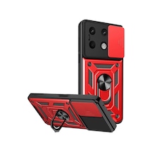 Xiaomi Redmi Note 13 4g Uyumlu Kılıf Pars Lens Yüzüklü Silikon - Kırmızı