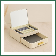 Bezos Aynalı Takı Organizeri - 10 Bölmeli Çekmeceli 20x22x8.5 Cm Bzs01
