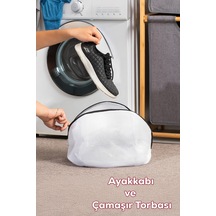 Porsima 3133 Çamaşır Yıkama Filesi Fermuarlı Bölmeli Ayakkabı Yıkama Filesi Deforme Önleyici Torba File Beyaz