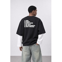 Respire Erkek Double Sleeve Oversize Sweatshirt Siyah