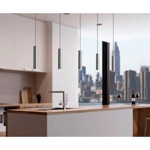 Mylights Sıralı Masaüstü Beşli 5 Li Sartkıt 120cm Metal Gövde Tasarruflu Led Ampul İnox Paslanmaz Kaplama Mat Sarı Inox