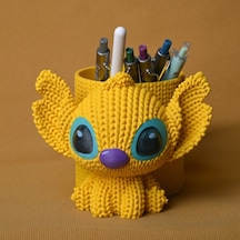 Alvera Knitted Kalemlik 3d Baskı Sevimli Karakterli Masaüstü Kalem Organizeri-sarı