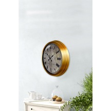 Altın Varaklı Salon Ofis Duvar Saati Alüminyum Çerçeve 40 Cm (515897210)