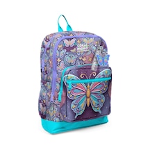 Coral High Kız Çocuk Pastel Renkli Kelebek Desenli İlkokul Sırt Çantası Dört Bölme 33206 Lila