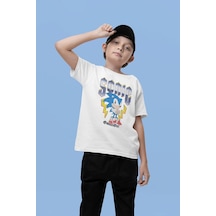 Sevbano Unisex Süper Sonic Şimşek Baskılı Çizgi Film Çocuk Tişört 1-12 Y Beyaz
