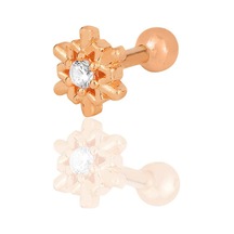Gümüş Rose Zirkon Taşlı Kar Tanesi Tragus Helix Piercing Küpe Gümüş