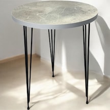 Zigon Sehpa Beyaz Fume Metal Tel Ayak Beyaz - Atlantik Çam