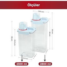 Pikas 2'li Büyük Boy Saklama Kabı Ölçekli Kapak, Sızdırmaz Erzak Bakliyat Ve Deterjan İçin Çok Amaçlı Set