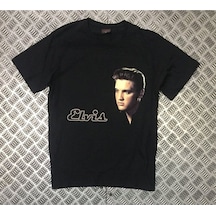 Stoned&Fame Elvis Presley Baskılı Unisex %100 Pamuk Siyah T-shirt SIYAH Siyah