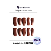 Obl1757 Kobl1757 Orta Balerin 15'li Tekrar Kullanılabilir El Yapımı Protez Takma Tırnak S