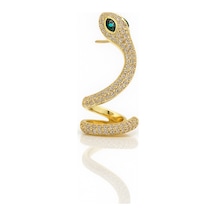 14k Gold Plated Ear Snake Stud Küpe Gold