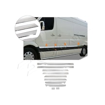 Volkswagen Crafter Uyumlu 2006-2017 Krom Yan Kapı Çıtası Uzun Şasi 10 Parça Paslanmaz Çelik
