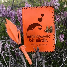 Seni Sevmek Bir Şiirdir İsme Özel Deri Defter