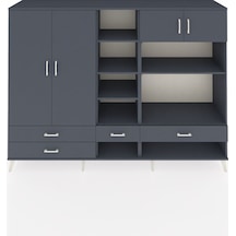 Hyperion Dolap 12 Raflı 4 Çekmeceli 4 Kapaklı 220x44x163 Antrasit Antrasit-antrasit