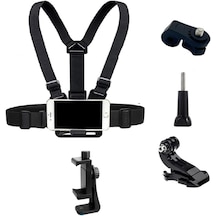 Aksiyon Kamerası Ve Telefon Uyumlu Göğüs Bağlantı Askısı Chesty Kemer Seti - Gopro, Sjcam, İphone, Android Uyumlu Chest Mount Holder Gri - Siyah