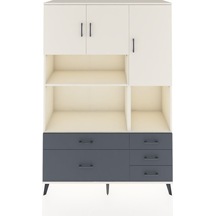 Hyperion Dolap 8 Raflı 5 Çekmeceli 3 Kapaklı 132x44x195 Aytaşı-aytaşı/antrasit Aytası/antrasıt