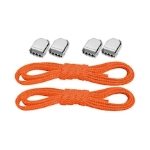 Akıllı Kilitli Ayarlanabilir 1 Çift Turuncu Neon 6 Mm Lastik Pratik Bağcık Turuncu