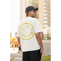 Nirvana Baskılı Unisex Oversize Müzik Grubu Tişört Beyaz