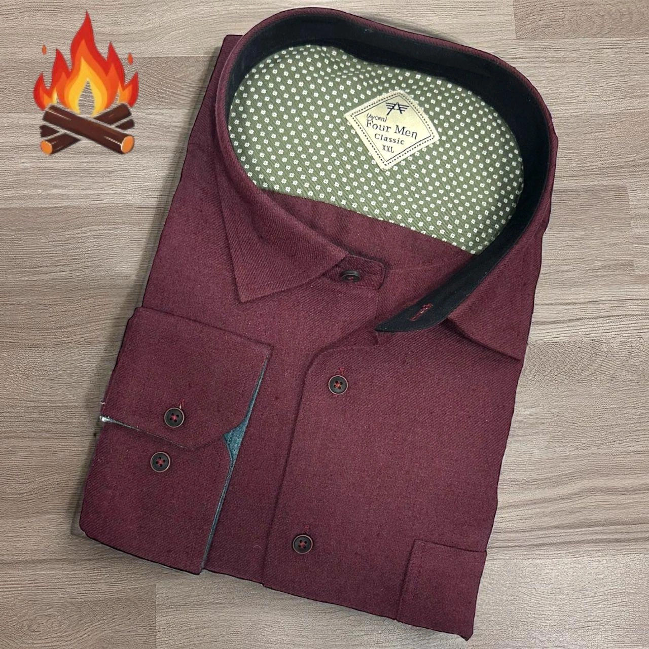 Klasik %100 Cotton Uzun Kollu Terletmeyen Kışlık Flanel Kumaş Bordo Gömlek Regular Kalıp -10417 Bordo