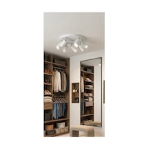7 Li Gu10 Led Spot Avize Beyaz Gövde Krom Detay Modern Tavan Led Os Ram Led Ampül Tasarruflu Siyah