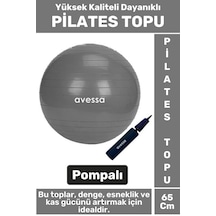 Premium Dayanıklı Fitness Egzersiz Aerobik Pilates Şişirme Pompası Hediyeli 65 Cm Pilates Topu