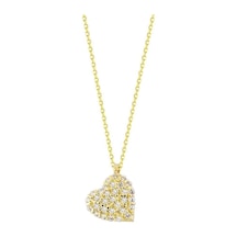 Kalp'Li Altın Kolye Taşlı 14K Gold Minimal