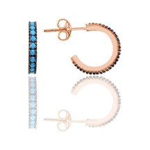 Gümüş Rose Turkuaz Taşlı 13 Mm Tamtur Halka Küpe