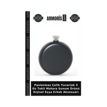 Paslanmaz Çelik Yuvarlak 5 Oz Tekli Matara Sunum Ürünü Kişisel Eşya Erkek Aksesuarı Metal